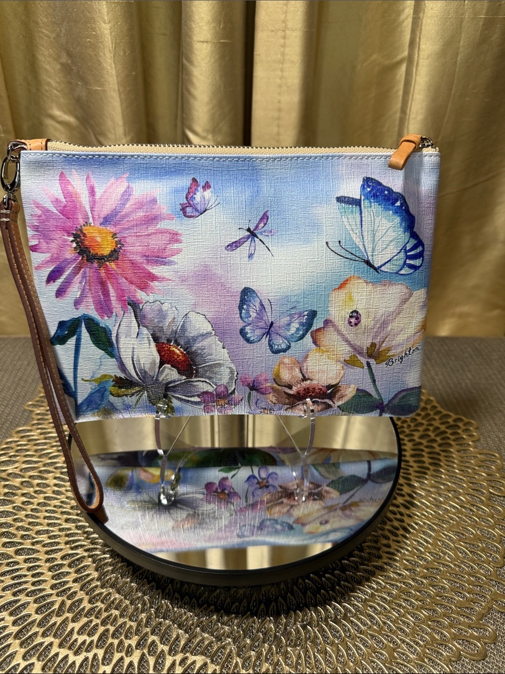 Brighton Belle Jardin Floral Butterfly Wristlet Clutch | Garden Print Leather - Picture 4 of 11